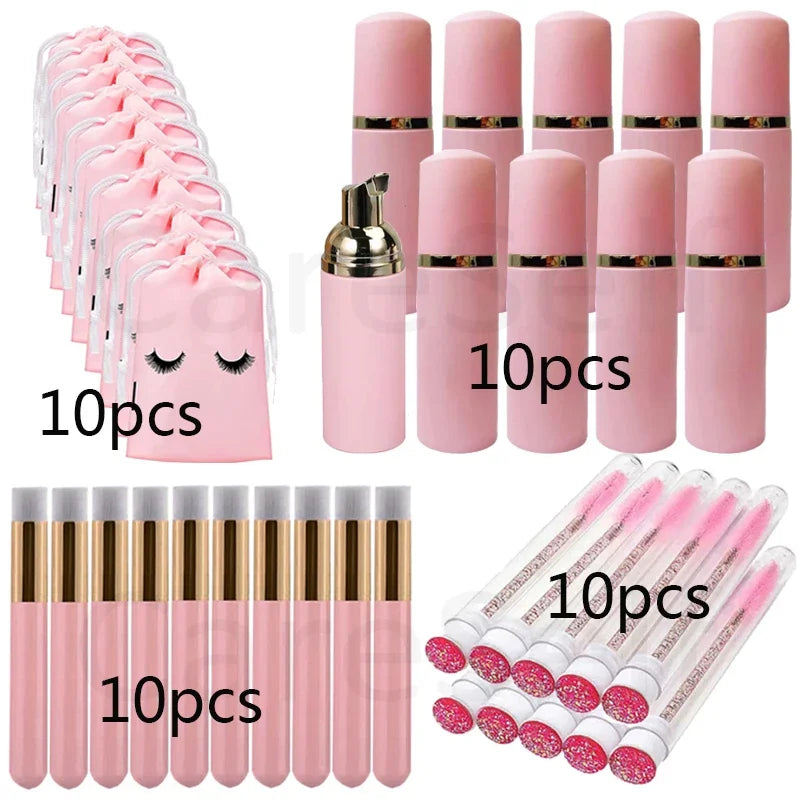 40Pcs/Set Foam Bottle Brush 60ML Plastic empty Foaming Pump Bottle Eyelash Makeup Bottle Cleanser Soap Dispenser Skin Care Tools