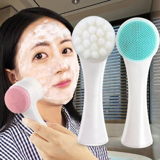 Silicone Face Cleansing Brush Double-Sided Facial Cleanser Blackhead Removal Product Pore Cleaner Exfoliator Face Scrub Brush